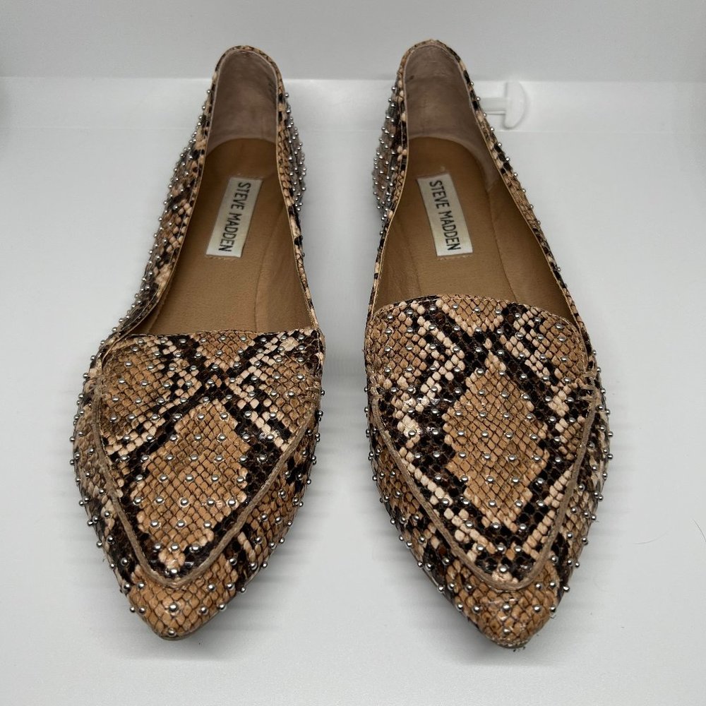 Steve Madden Python Print Beaded Loafers - Euc - image 1